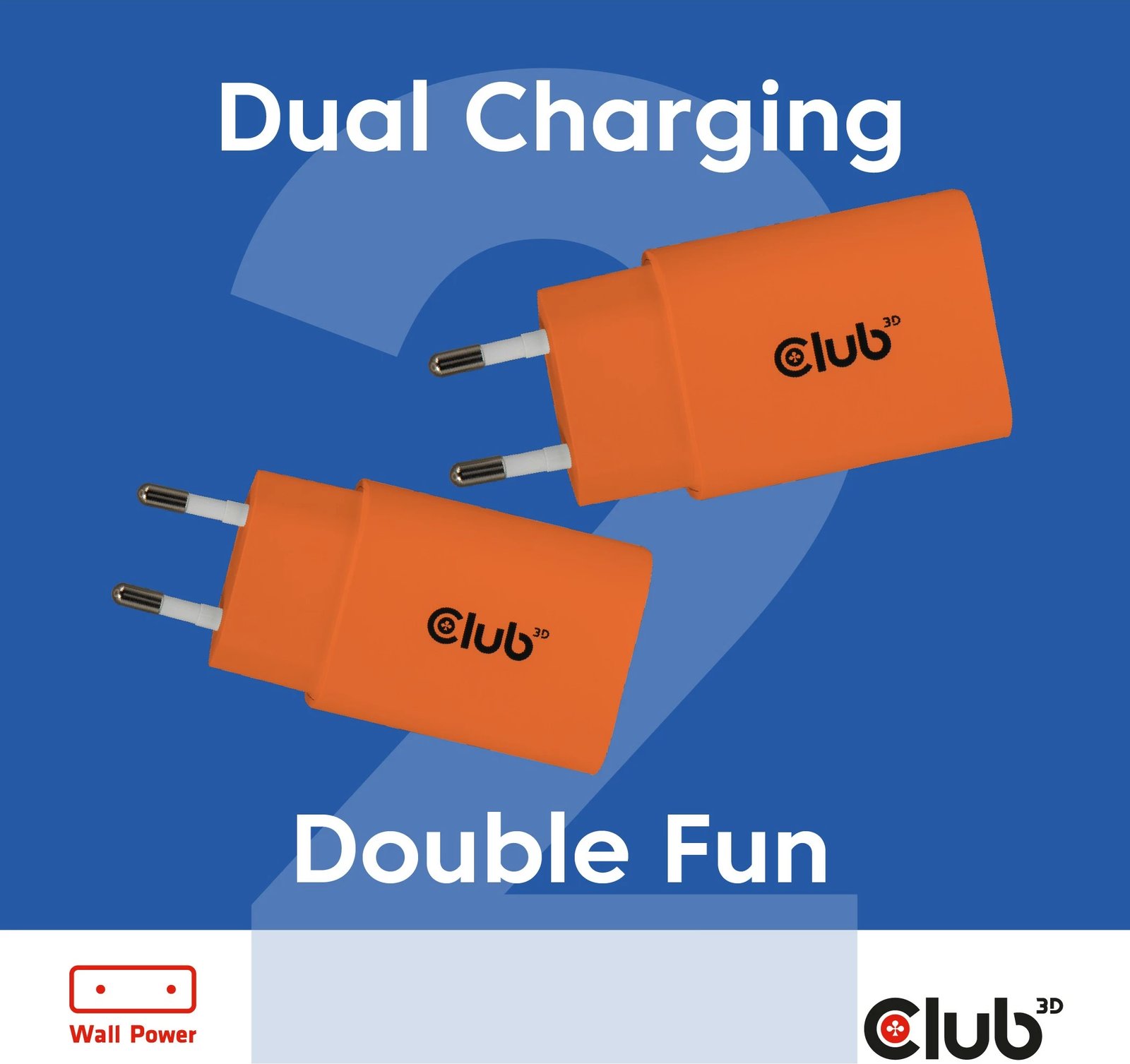 Karikues USB-C Club3D CAC-3023 30W, 2 copë, portokalli