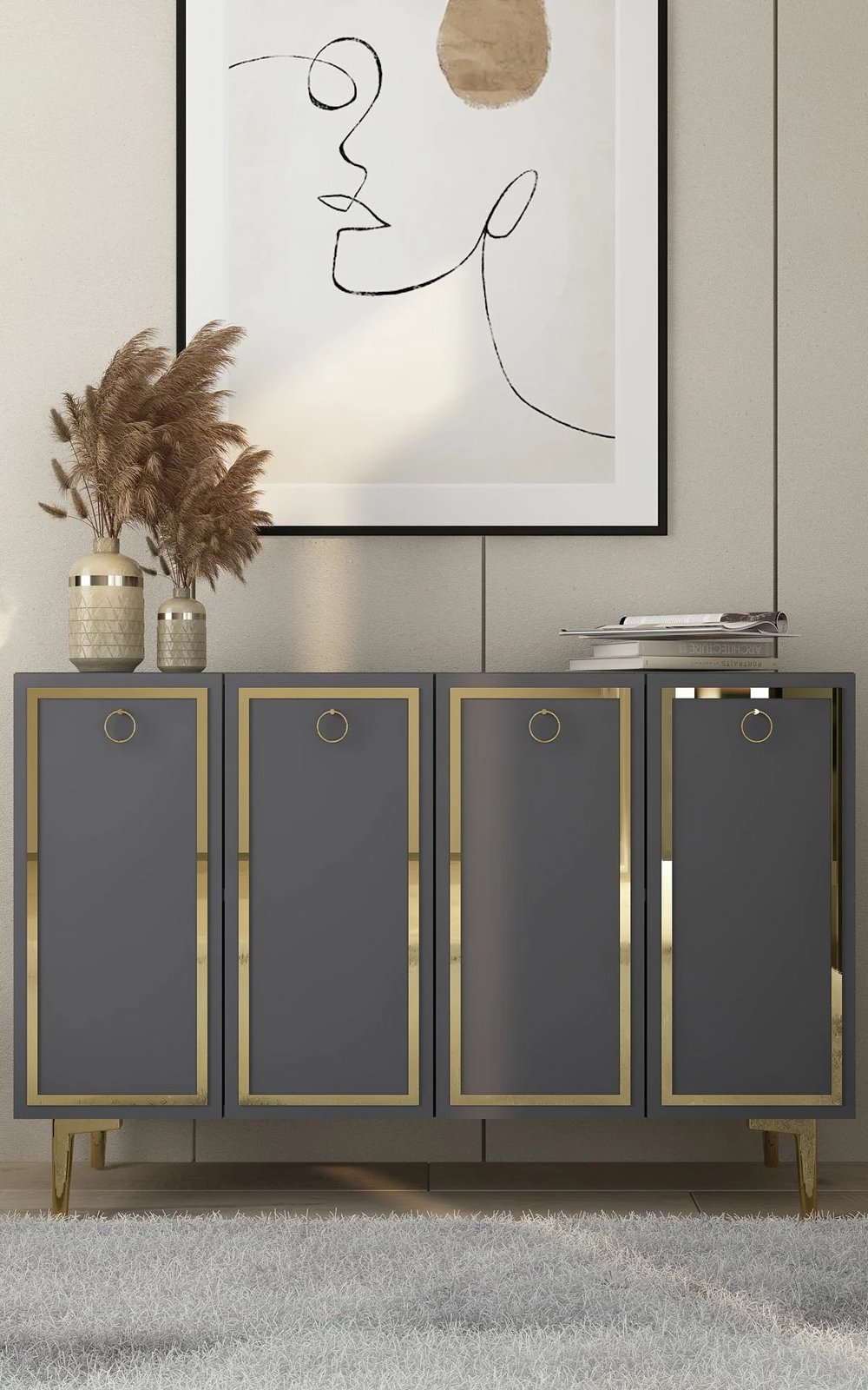 Konsolë Skye Decor, anthracite e ar, KM120