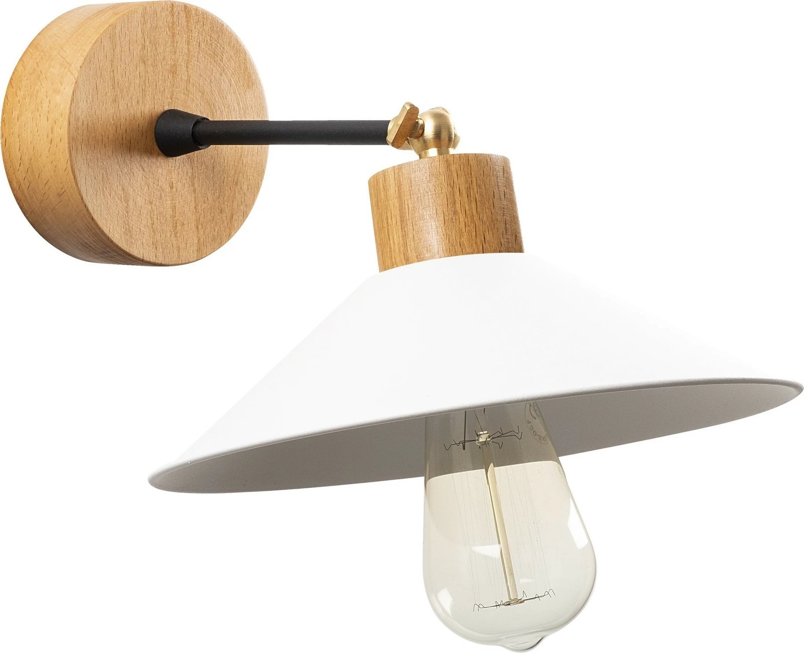 Llambë muri Opviq, Manavgat - N-628, e bardhë, trup metalik, bazë druri, 24x20cm