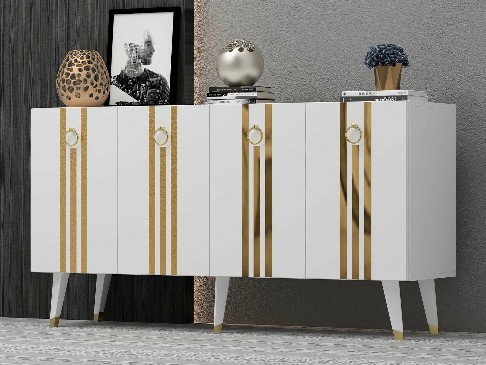 Konsolë Hanah Home, Isil, e bardhë dhe ari