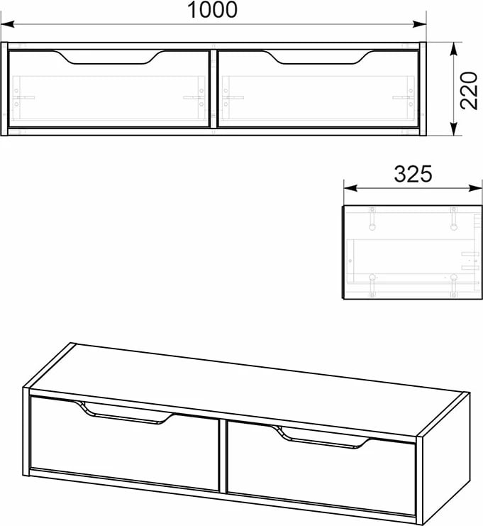 Konsolë e varur për banjo Alberto, arre, 100x32.5x22cm