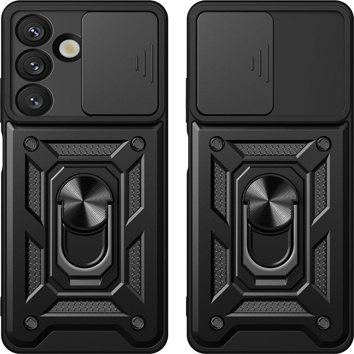 Mbështjellës Hurtel Hybrid Armor Camshield për OnePlus 13 5G, me kapak kamere dhe mbajtëse, i zi