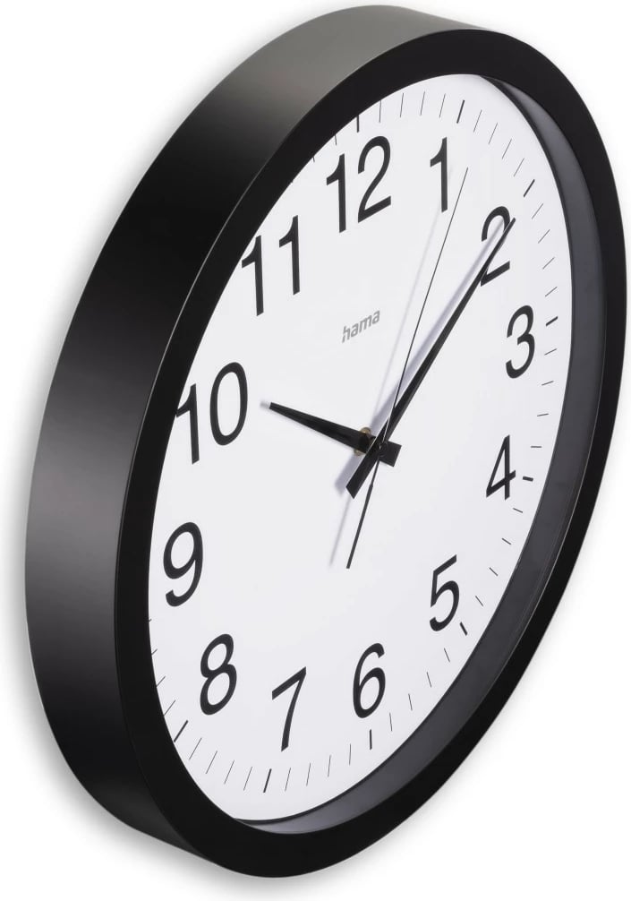 Orë muri, Hama Aruba 185876, 40 cm, analoge kuarc, e zezë, me bateri 1x AA