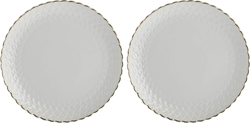 Set pjatash tortash LA PORCELLANA BIANCA Momenti Oro, 18 cm, të bardha