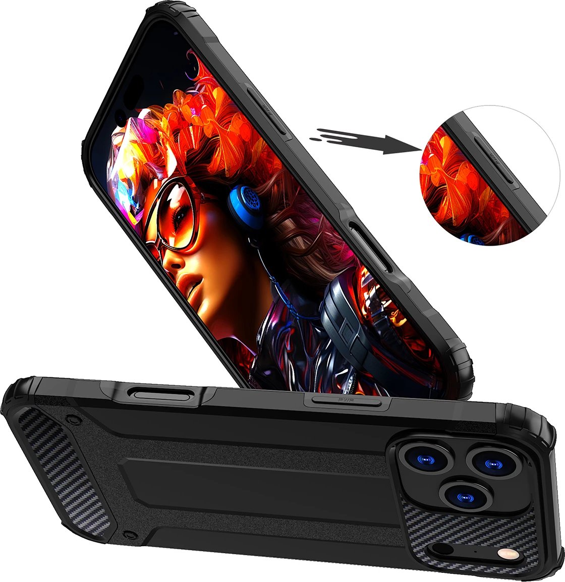 Mbështjellës Hurtel Hybrid Armor për iPhone 17 Pro, i zi