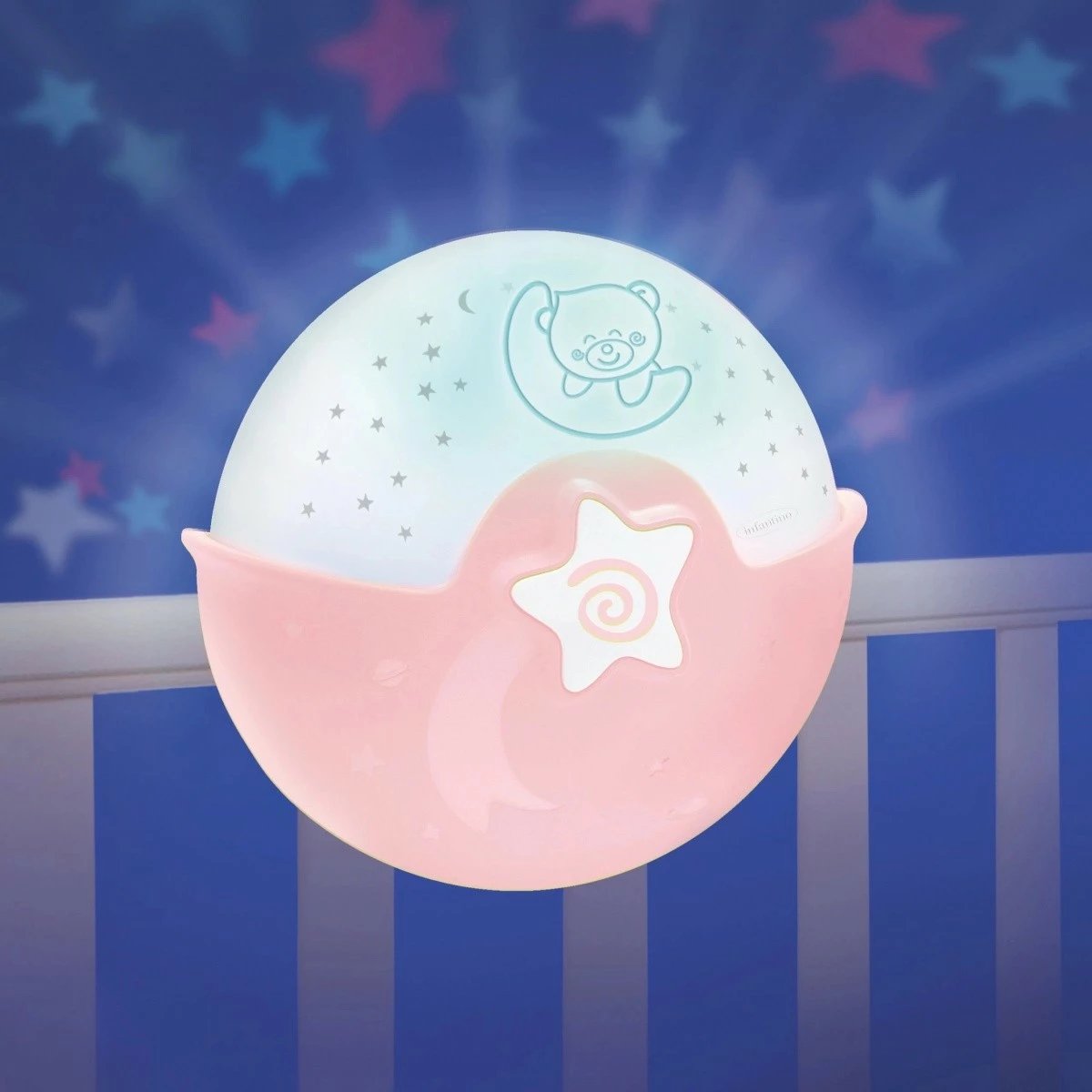 Projektor dhe llambë nate 2-në-1 B-kids Infantino 1504908N, Rozë/Bardhë