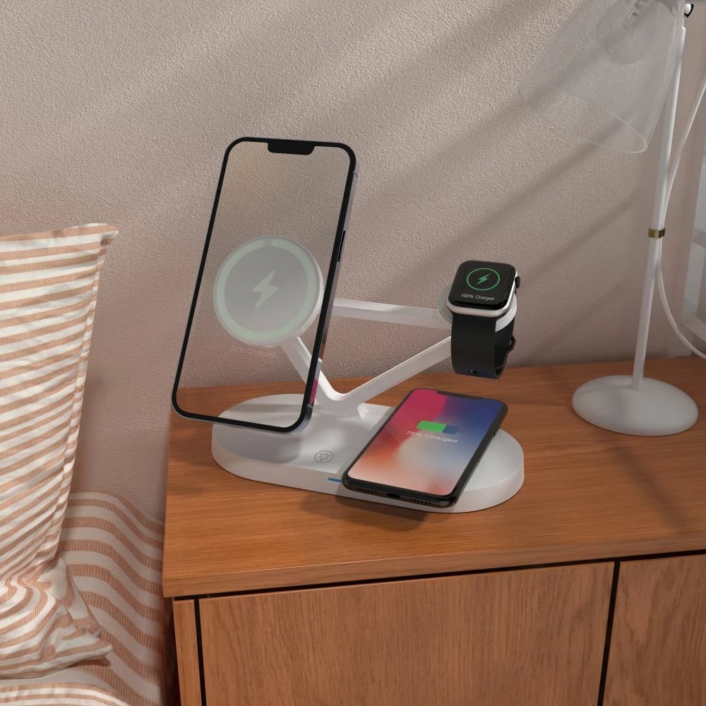 Karikues wireless 3-në-1 Tech-Protect QI15W-A41 me MagSafe, i bardhë