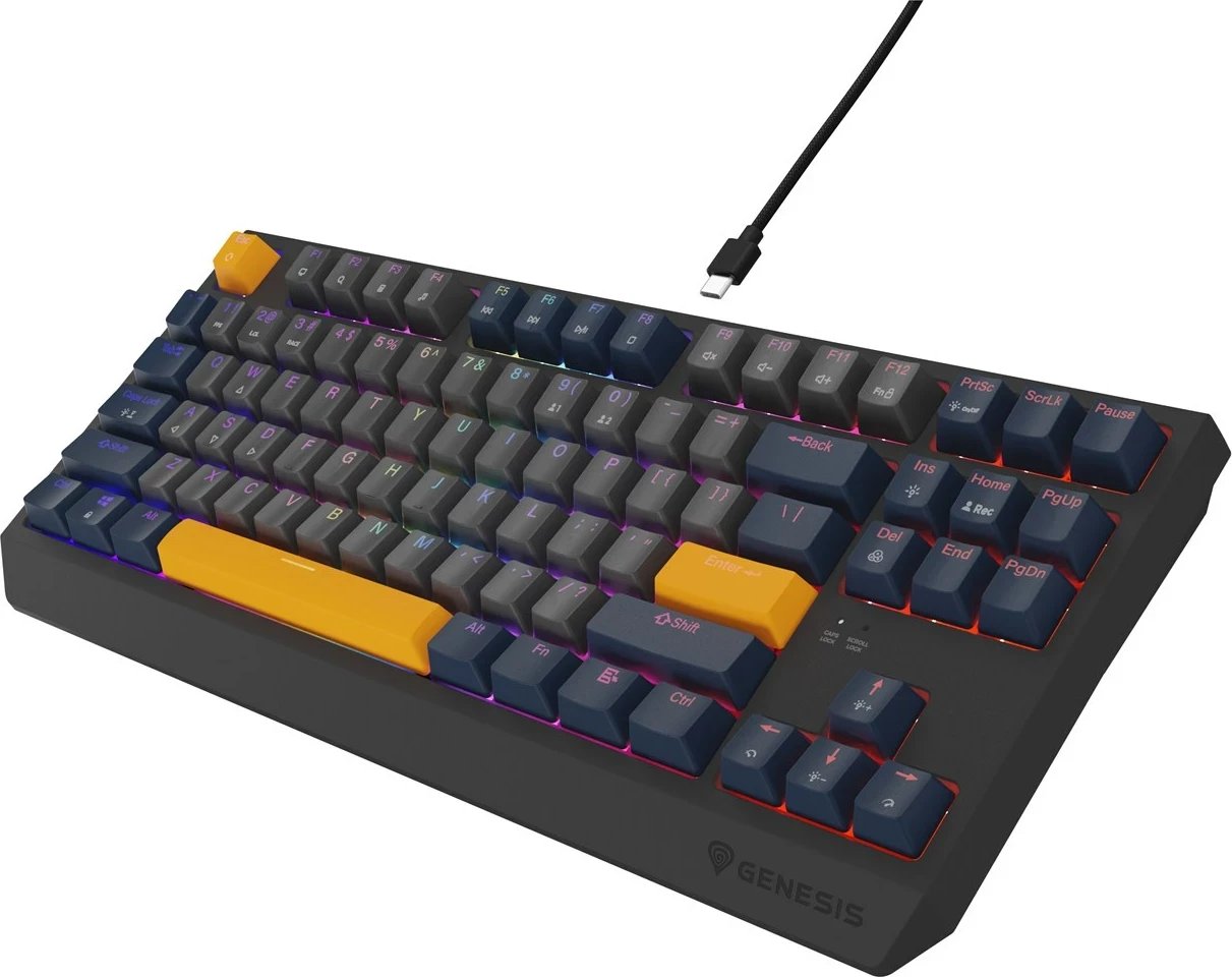 Tastierë gaming GENESIS Thor 230 TKL, mekanike, RGB LED, USB, Kaltër