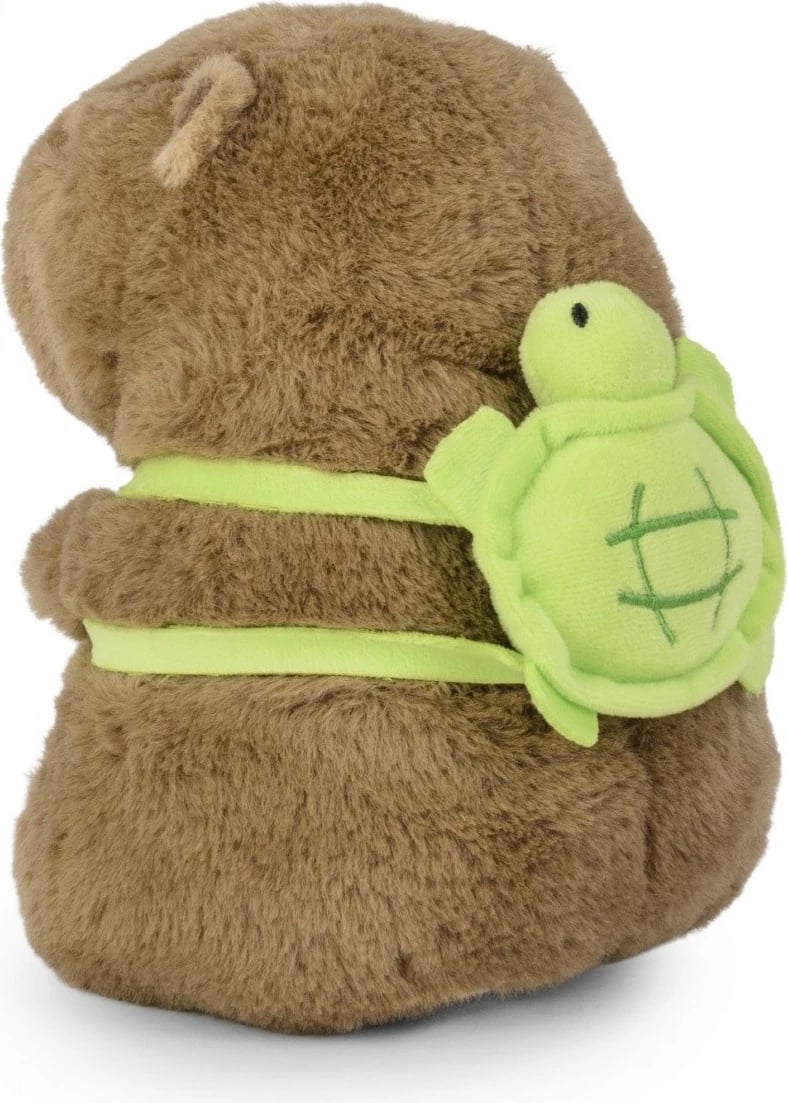 Lodër pelushi kapibara Daffi M-639 me çantë breshkë, 21 cm, kafe/jeshile