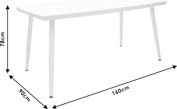 Tavolinë Zeren metalike, xham, 160x90x78cm