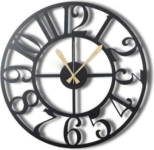 Orë muri dekorative prej metali, Wallity, rrethore, e zezë