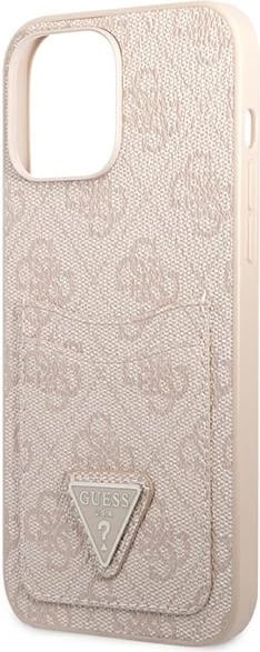 Mbështjellës Guess 4G Triangle Logo Cardslot për iPhone 13/13 Pro, Rozë