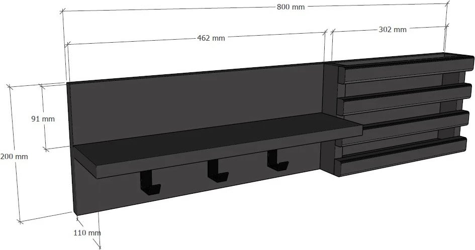 Varëse muri për korridor, ngjyrë antracit, Hanah Home Huso