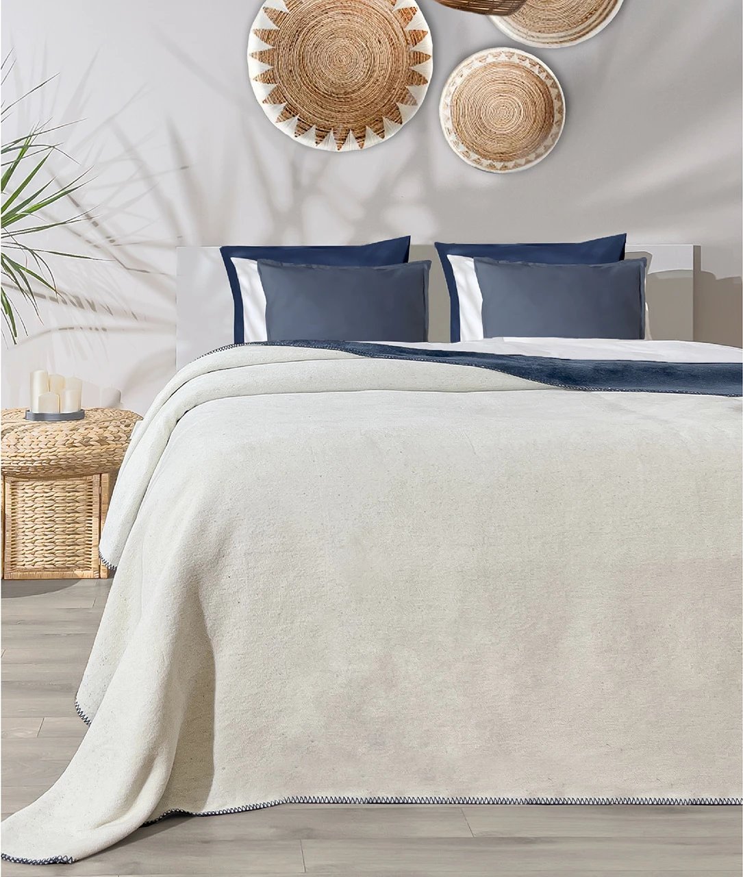 Batanije dopio, ngjyrë kaltër dhe krem, L'essentiel, 200x220cm