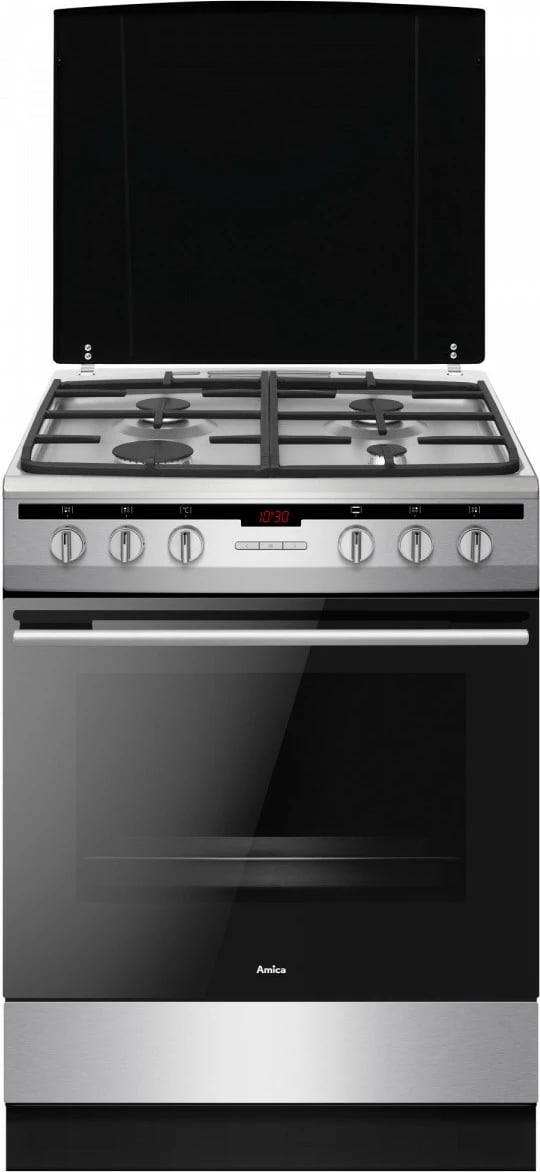 Furrë dhe pianurë Amica 617GES3.33HZpTaDpA(Xx) PIZZA, 65L, inox, 4 zona gatimi, gaz dhe rrymë Furrë dhe pianurë Amica 617GES3.33HZpTaDpA(Xx) PIZZA, 65L, inox, 4 zona gatimi, gaz dhe rrymë