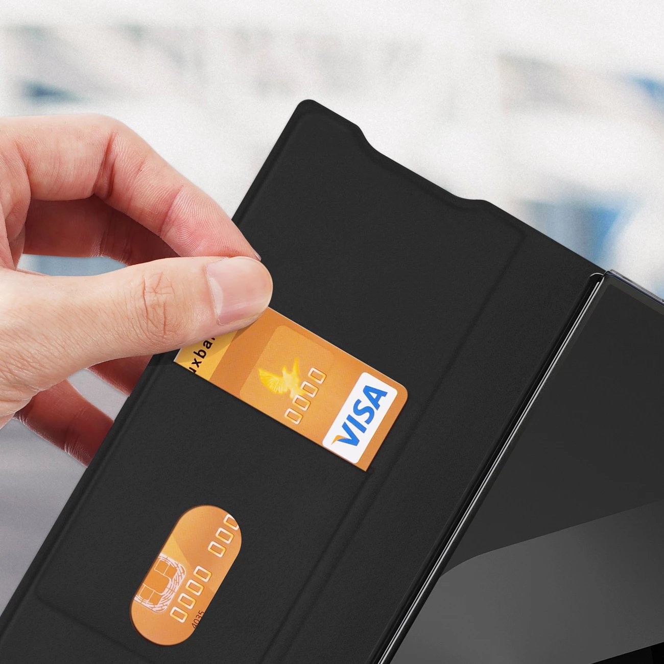 Mbështjellës celular Dux Ducis Brill për Samsung Galaxy Z Fold7, mbyllje magnetike, funksion qëndrimi, xhep karte, PU, e zezë