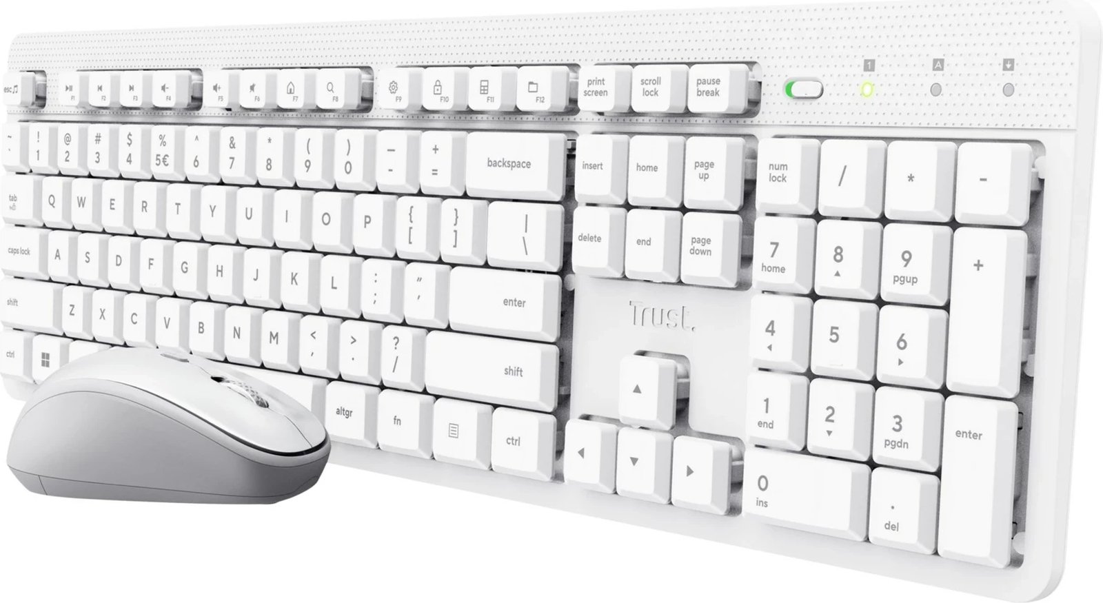 Set tastierë me maus Trust Ody II, Wireless, QWERTY US, Bardhë