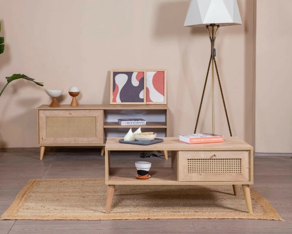 Tavolinë kafeje Skye Decor, ngjyrë lisi, Calvin