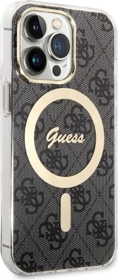 Set mbështjellës Guess GUBPP13XH4EACSK me karikues wireless për iPhone 13 Pro Max, 4G Print, i zi