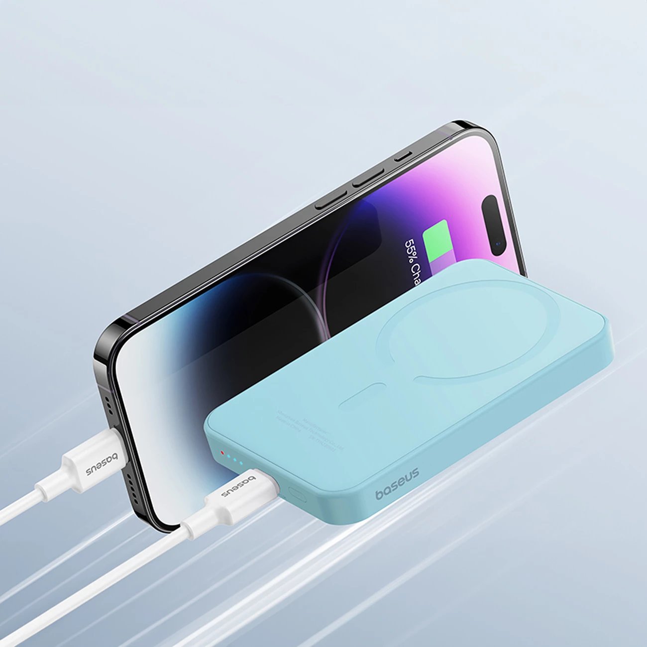 Power bank Baseus Magnetic Mini 5000mAh, 20W, USB-C, blu, me kabllo