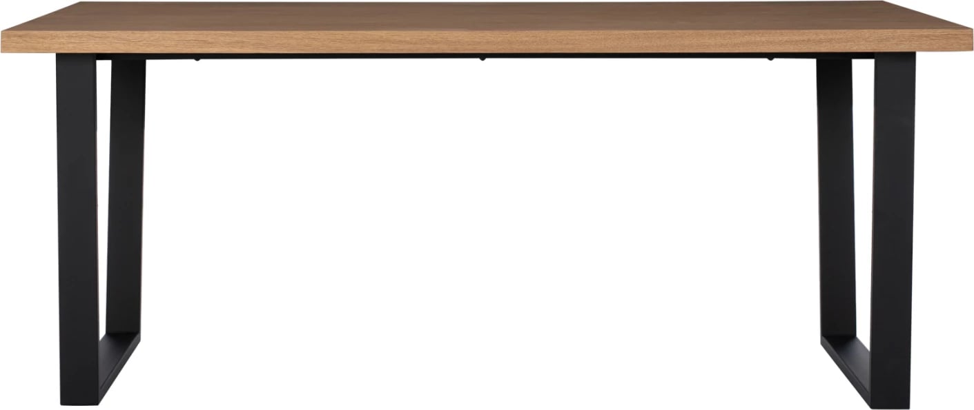 Tavolinë ngrënieje ASTORIA FH9012, sipërfaqe MDF, dru lisi, këmbë metali, stil rustik, 180x90x75H