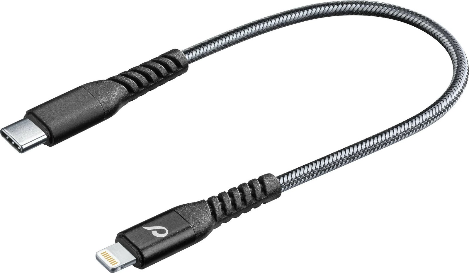 Kabllo USB-C në Lightning Cellular Line Tetra Force Cable 15cm, e zezë