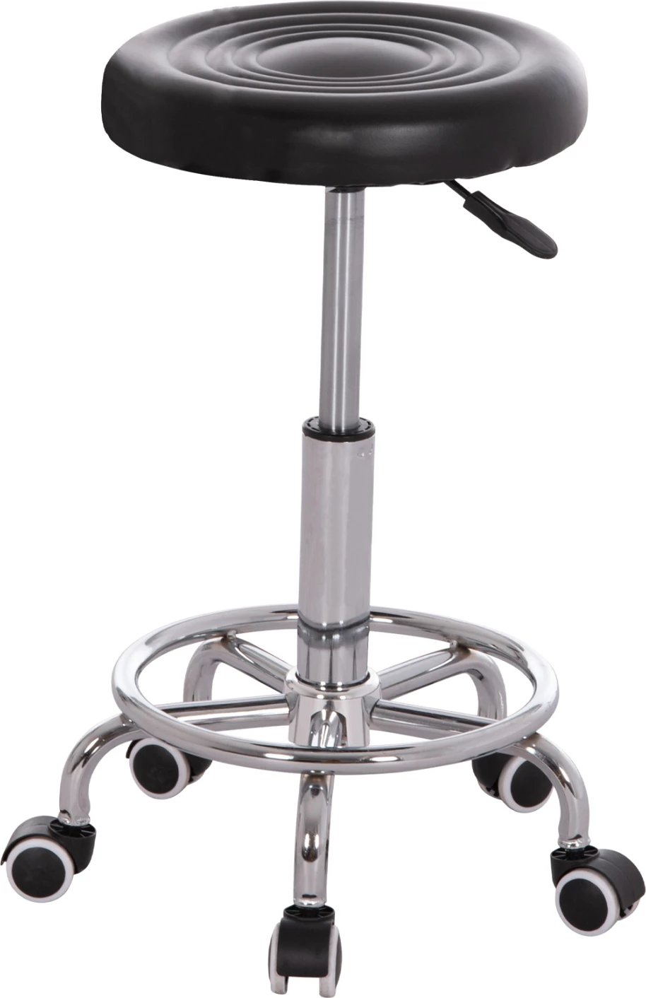 Tabure rrotullues për zyre IRIS, lëkurë artificiale e zezë, set prej 2 copë, FH212.21, Φ32x45-60cm