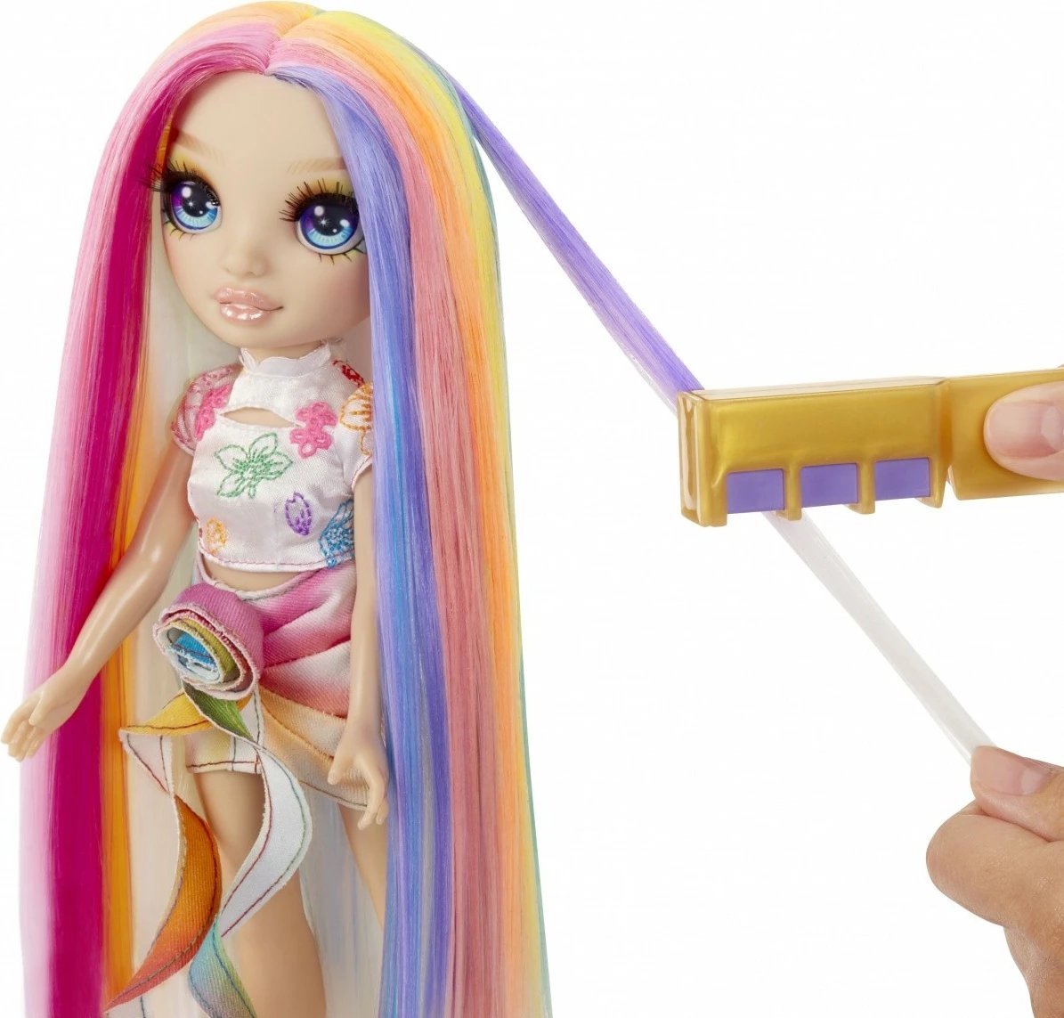 Kukull Rainbow High Amaya me set për stilim flokësh, 11 inch, me ngjyra të ndryshme