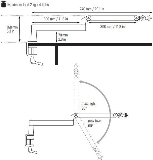 Krah mikrofonit ELGATO Wave Mic Arm Low Profile, për tavolinë, i zi