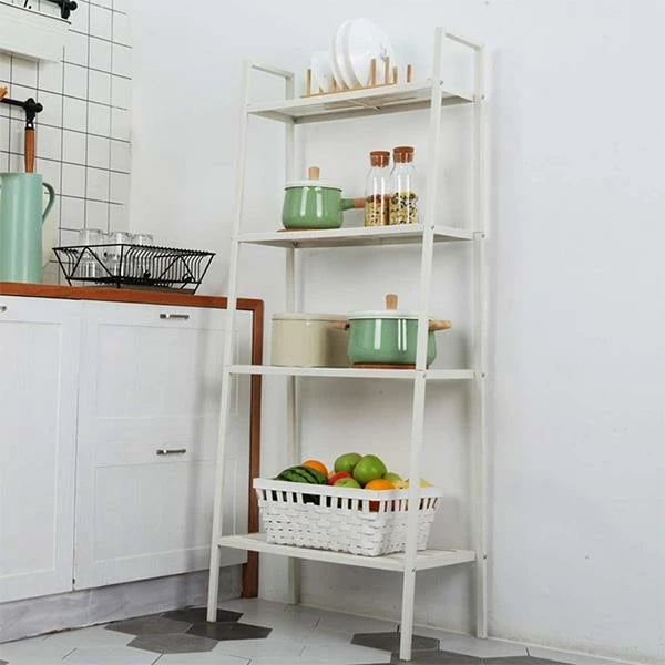 Raft librash Nextdeco 4-Shelf, H147x60x35cm, Bardhë