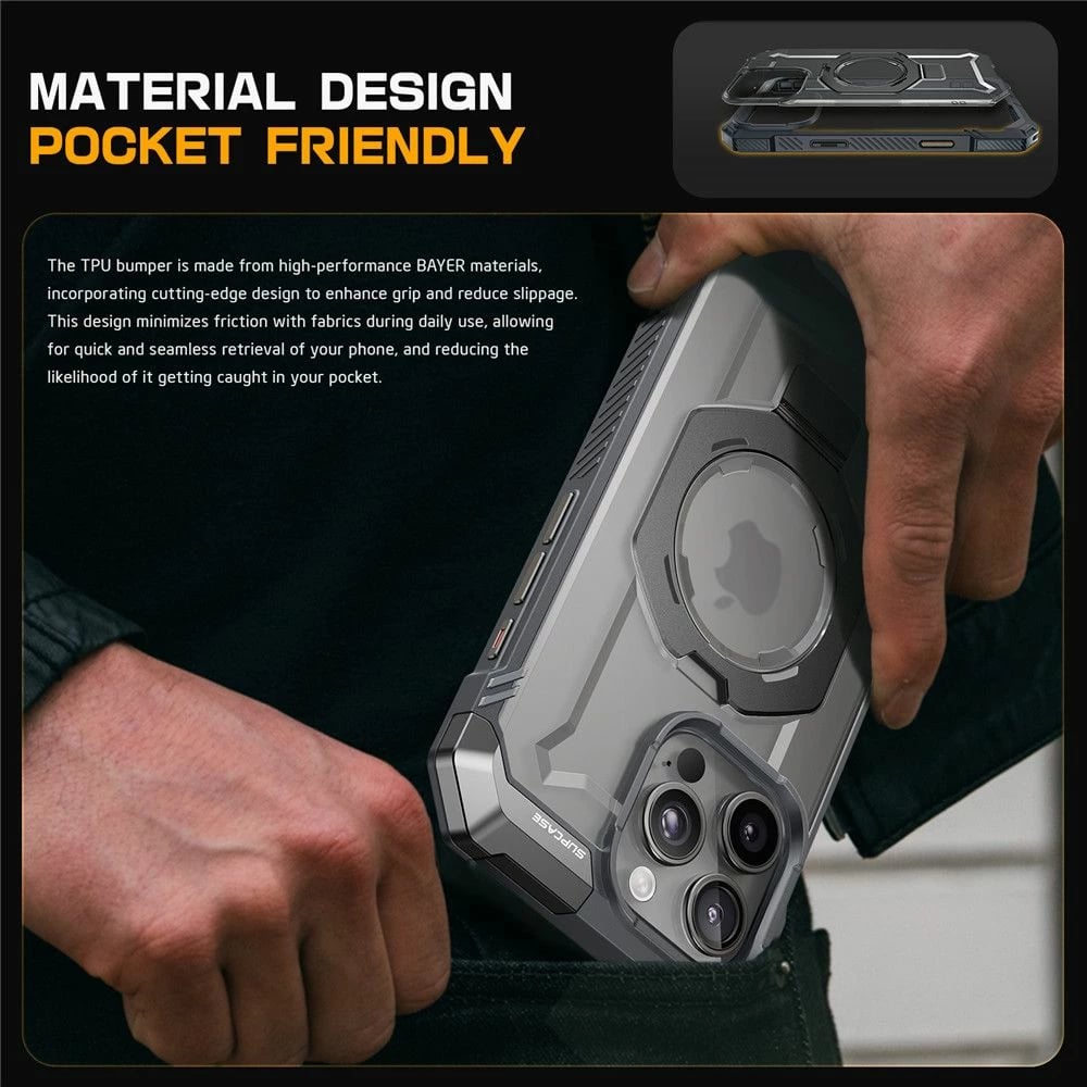 Mbështjellës Supcase UB Grip Mag për iPhone 16 Pro Max, MagSafe, Gri