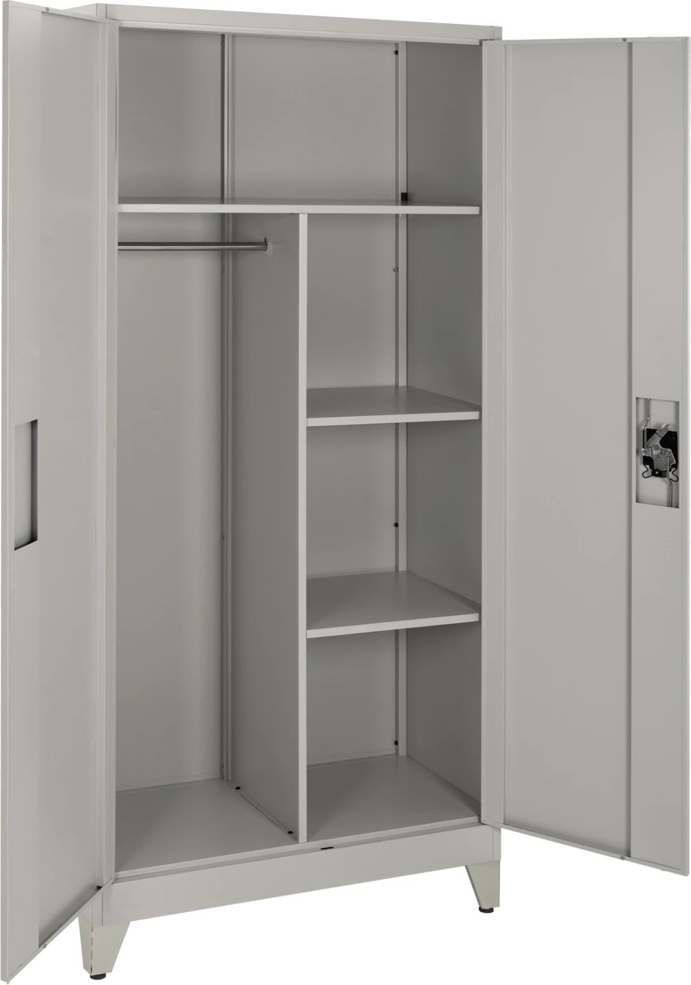 Dollap metalik me këmbë CLOD FH11981 2-dyer me ndarje, ngjyrë gri e lehtë, 90x40x190H cm