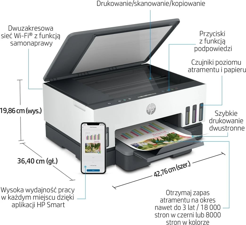 Printer HP Smart Tank 720, All-in-One, Termal inkjet, Gri Printer HP Smart Tank 720, All-in-One, Termal inkjet, Gri