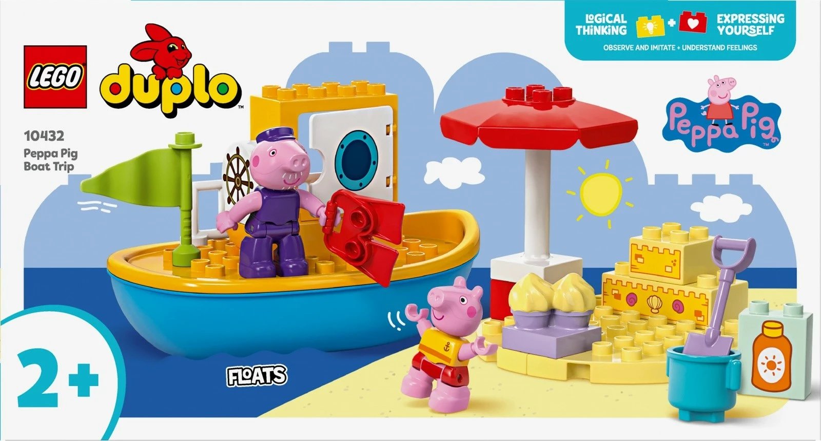 Set ndërtimi LEGO DUPLO Peppa Pig 10432, 23 pjesë, me varkë që noton, për fëmijë të vegjël