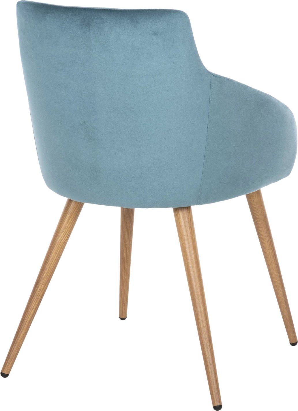 Karrige ngrënieje IVY, kadife turkeze dhe këmbë metali ngjyrë druri natyral, 53x55x79H cm., set prej 2 copë