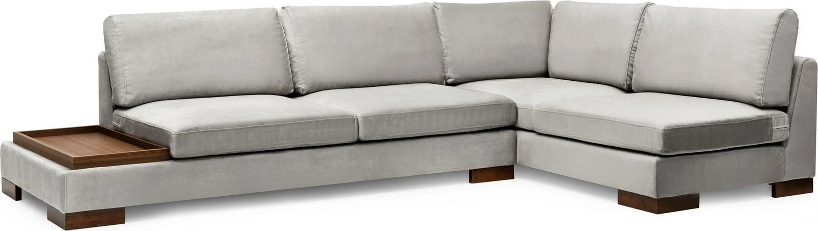 Këndare Atelier del Sofa Tulip, këndore e djathtë me pouf, ngjyrë gri e çelët