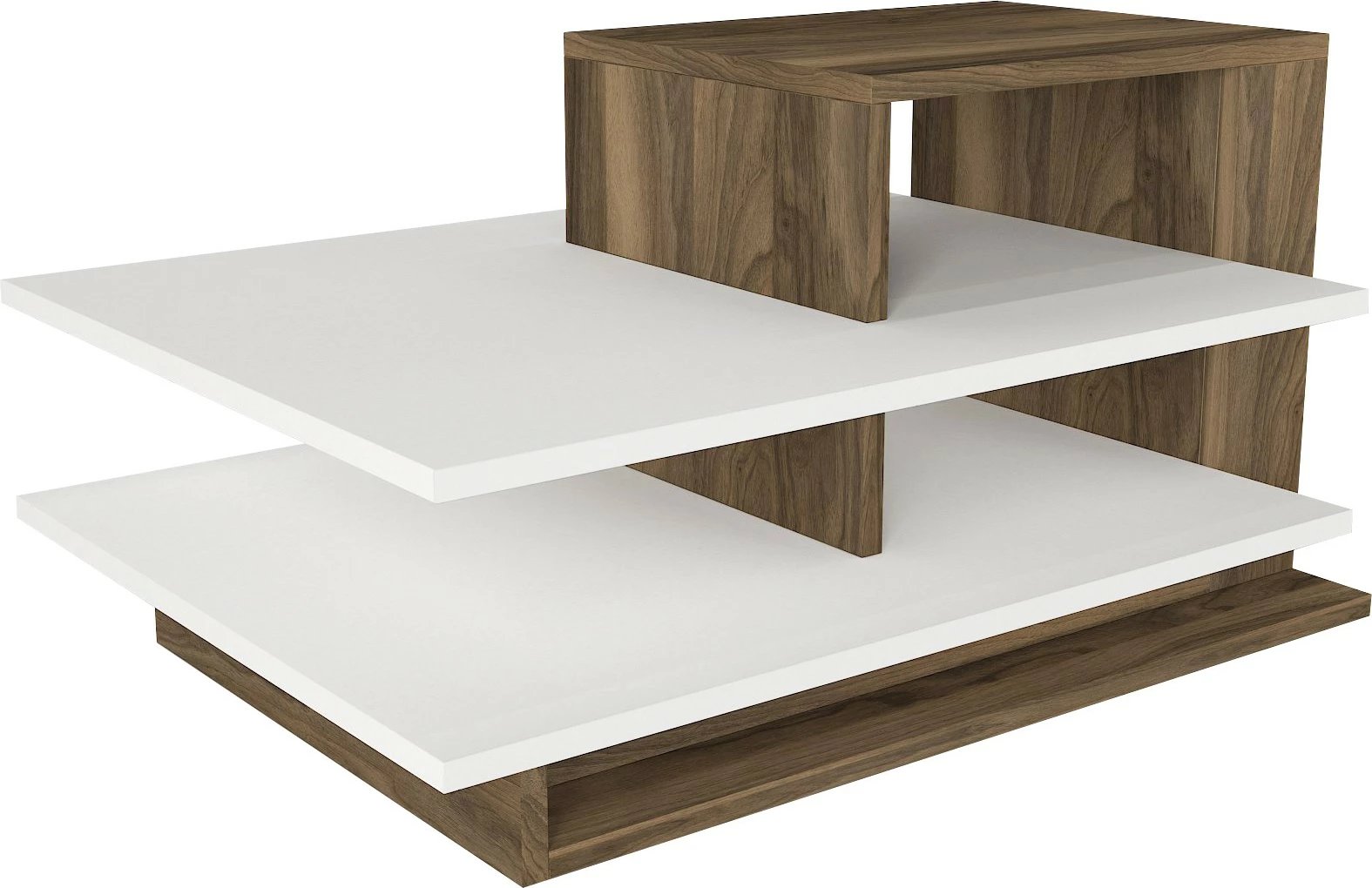 Tavolinë e ulët Skye Decor, Venüs, e bardhë dhe arre