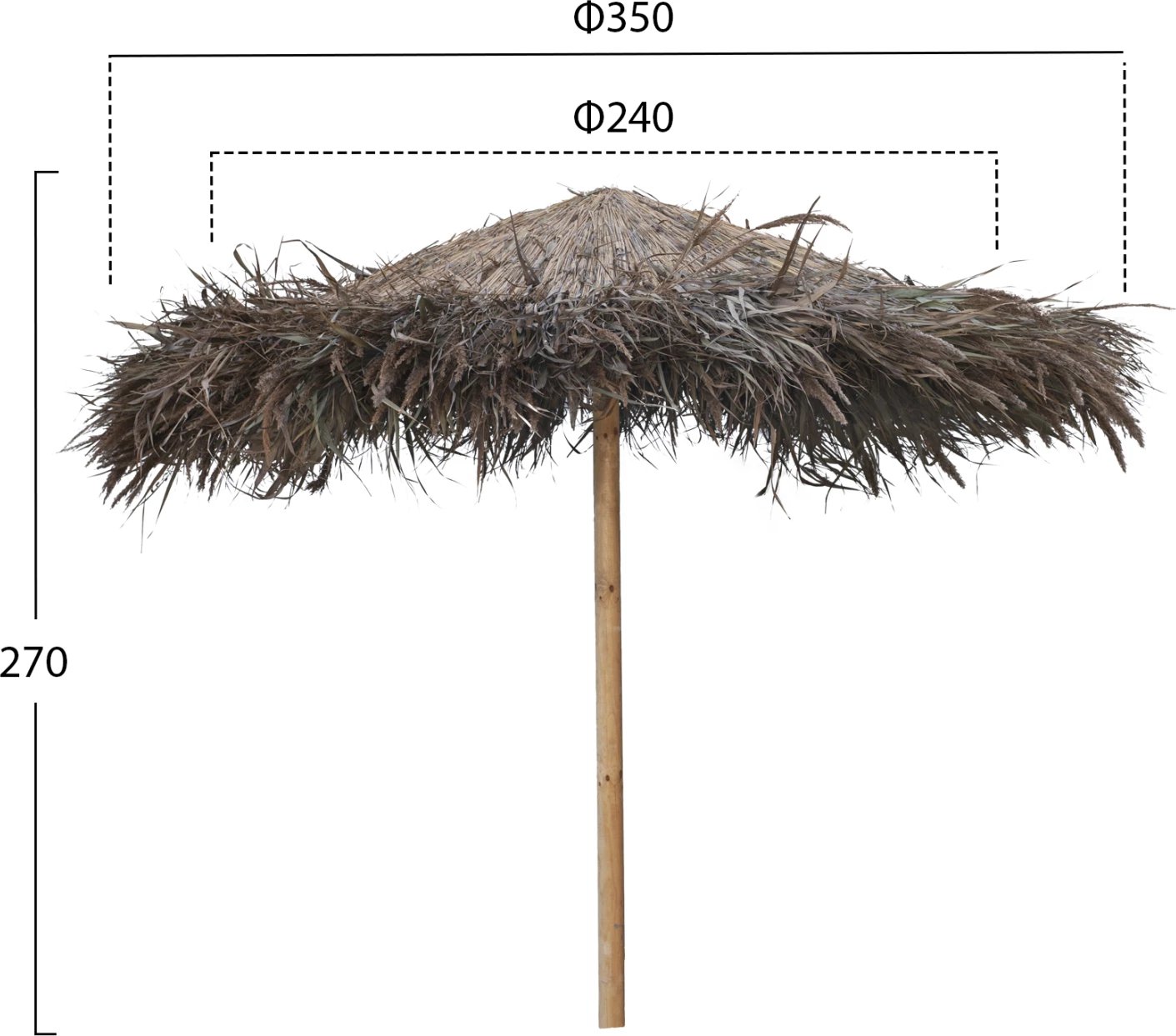 Ombrellë plazhi tropikale me trarë mbështetës Φ240x270Hcm.FH5897