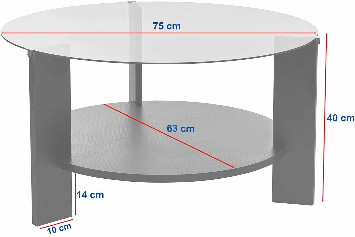 Tavolinë kafeje Nordure, Clara, ngjyrë lis safir, xham transparent