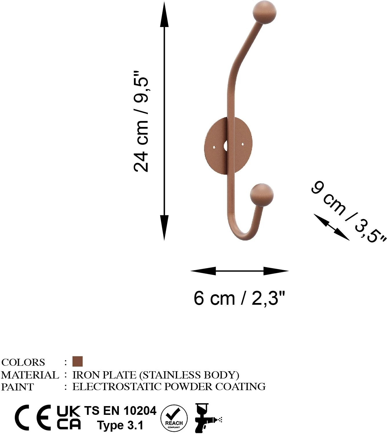 Varëse muri metalike, ngjyrë bakri, Wallity, Rhino-C