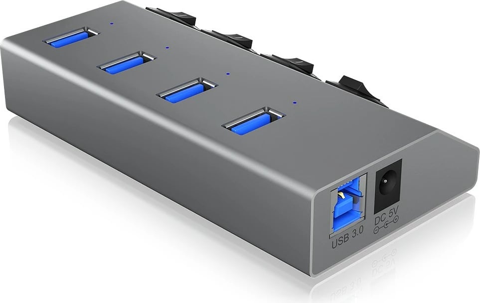 USB hub ICY BOX IB-HUB1405, 4 porta, USB 3.2 Gen 1, alumini, anthracite