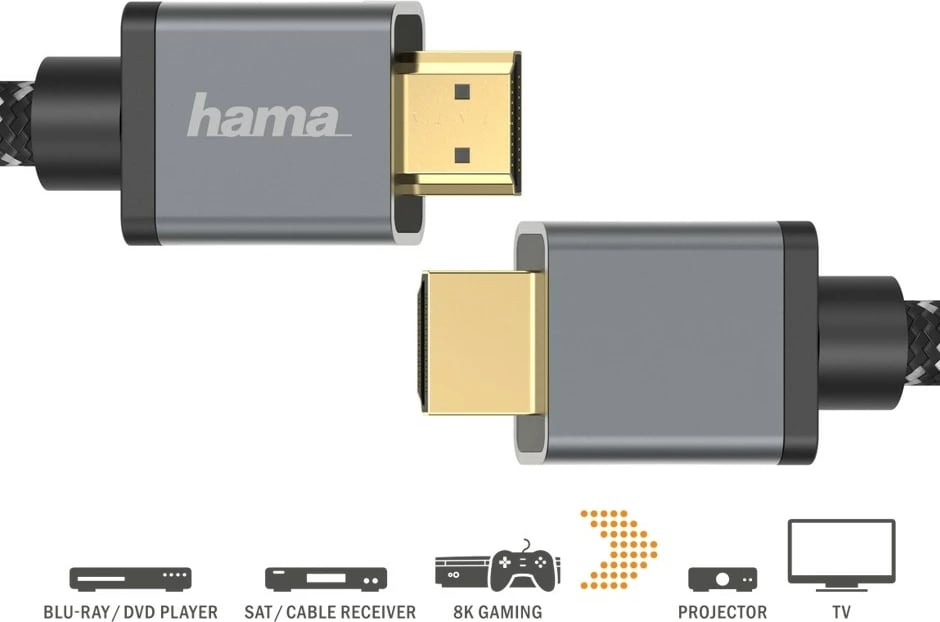 Kabëll HDMI 2.1, Hama 205240, 3 m, Ultra High Speed 8K me Ethernet/eARC, i zi
