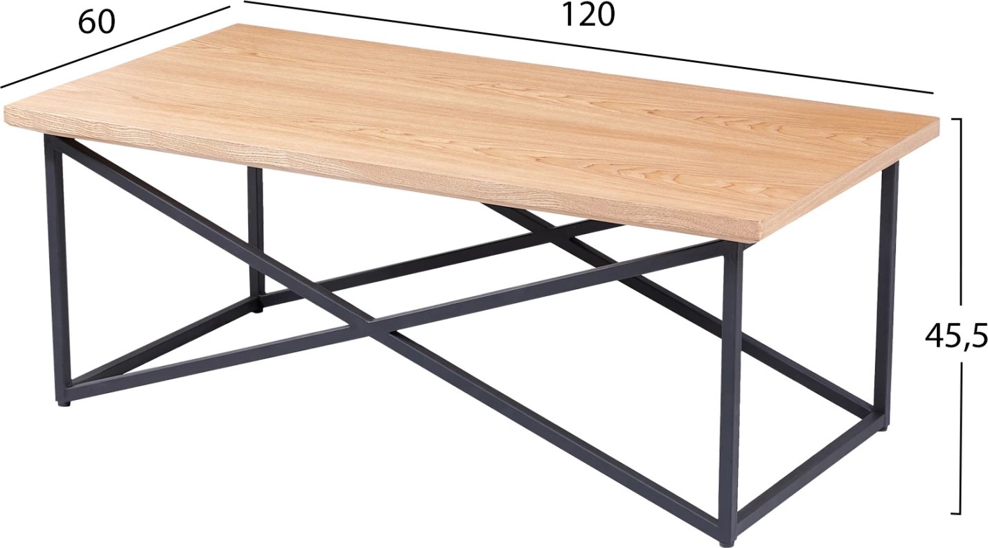 Tavolinë kafeje FH9469.01 me furnir druri, stil natyral dhe rustik, 120x60x45.5 cm