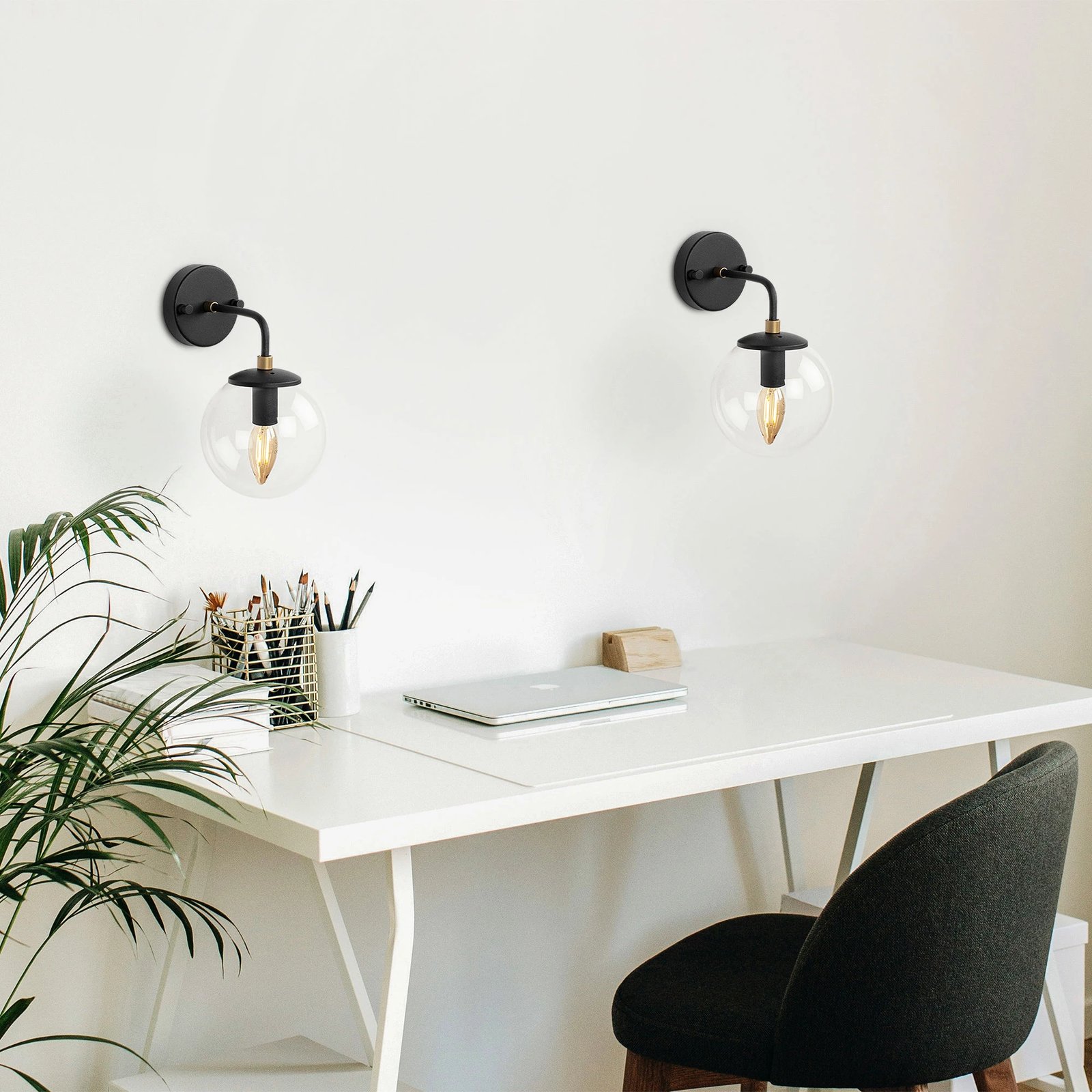 Llambë muri Opviq, Horn, e zezë dhe ari, 10x10x91cm