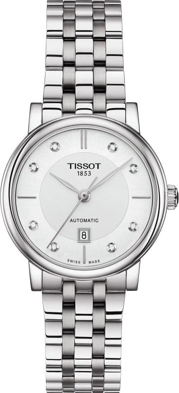 Orë dore TISSOT Carson Automatic për femra, argjend