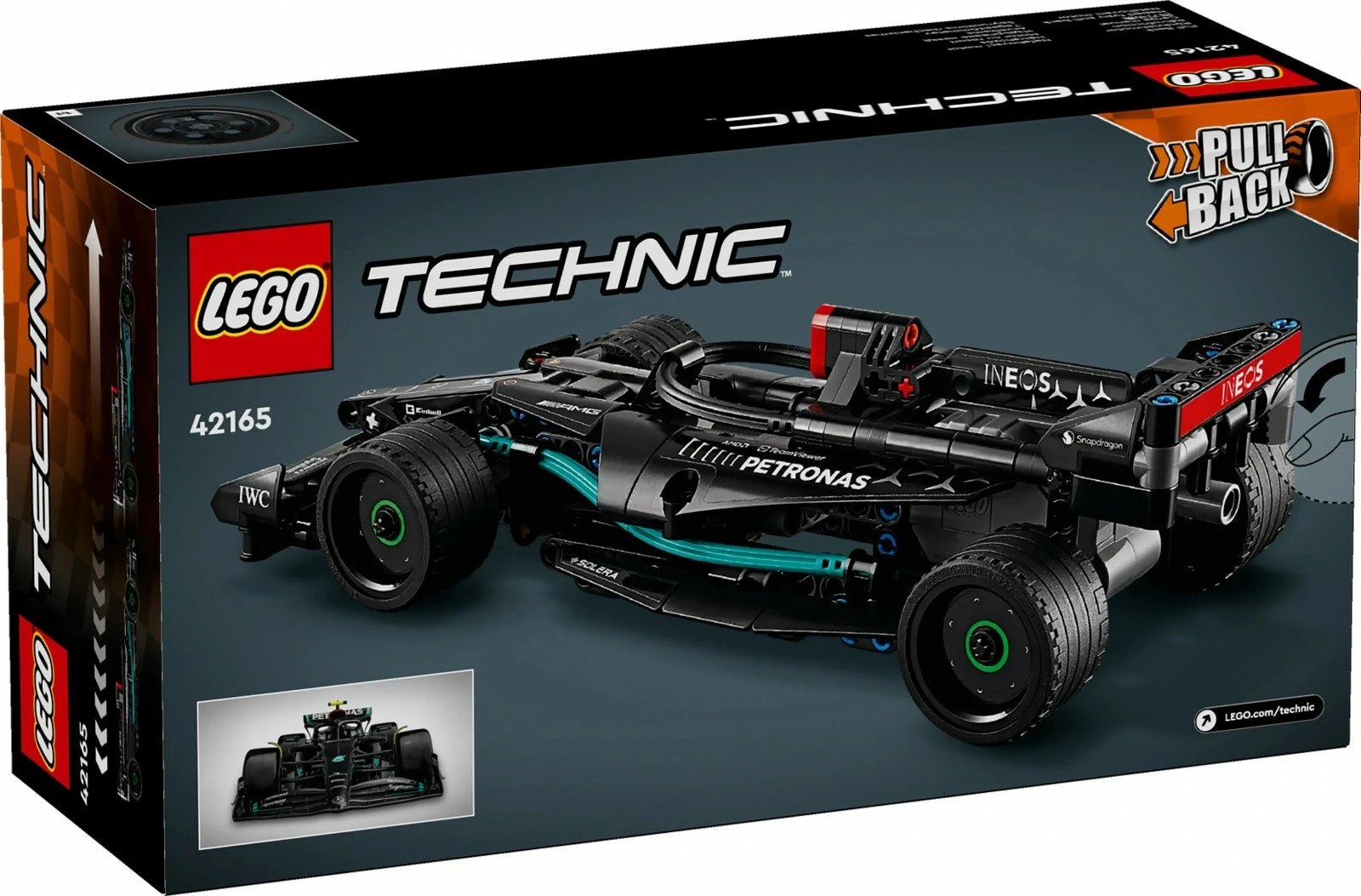 Set ndërtimi LEGO Technic Mercedes-AMG F1 W14 E Performance Pull-Back, 240 pjesë, për fëmijë 7+, zi