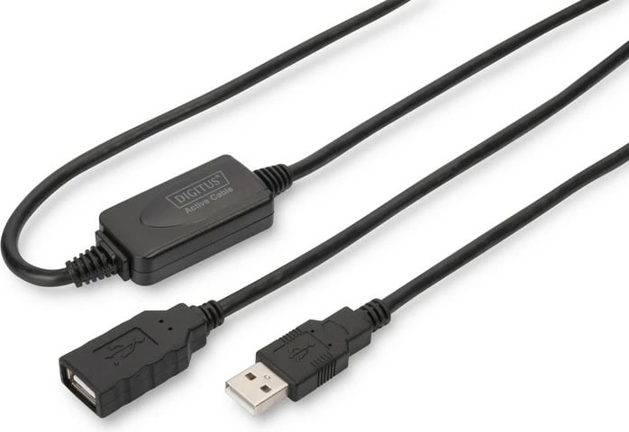 Kabllo zgjatuese USB 2.0 Digitus DA-73101, 15m, e zezë