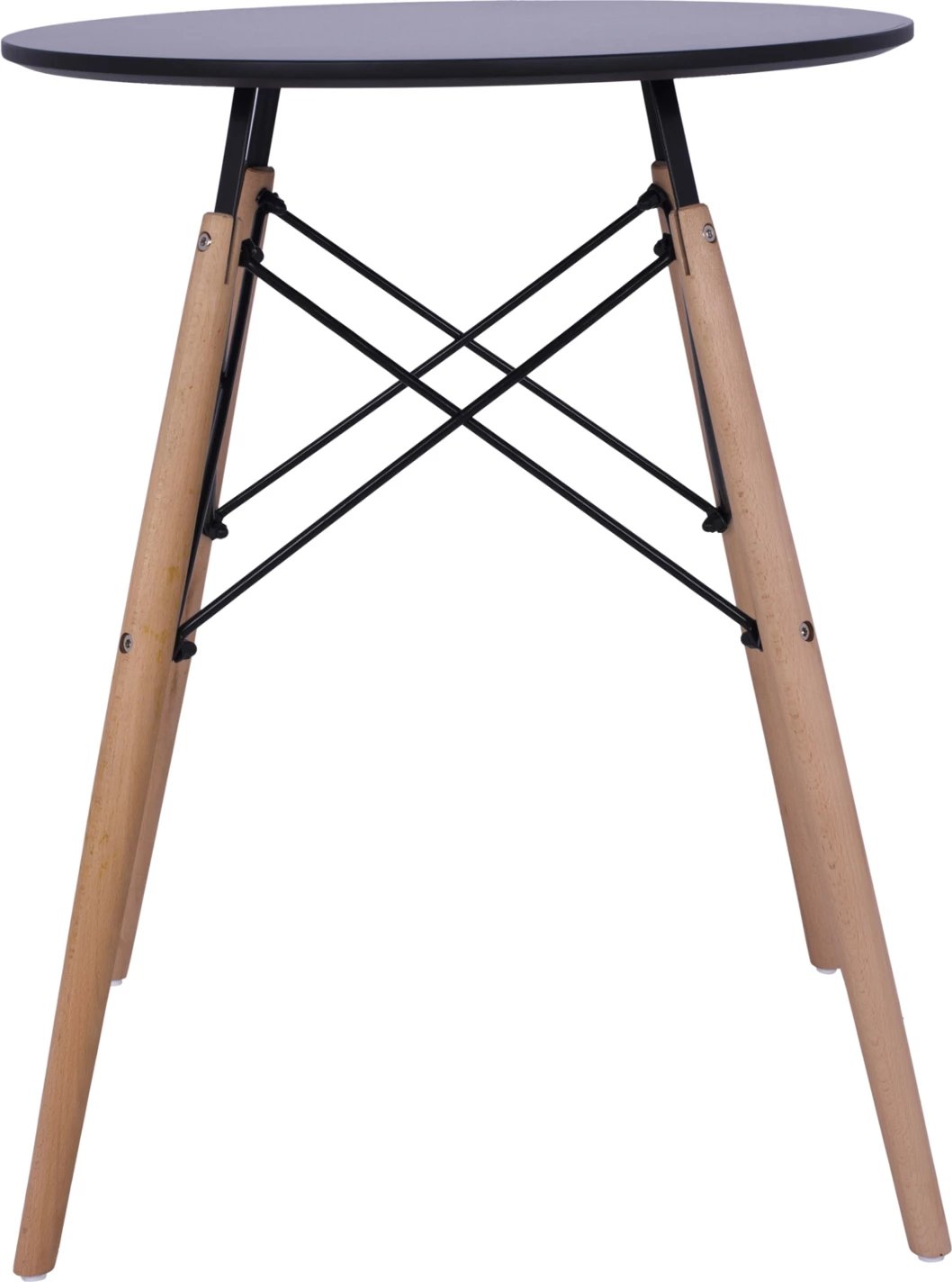 Tavolinë ngrënieje rrethore minimaliste, FH0060.02, sipërfaqe MDF, ngjyrë e zezë, këmbë druri ahu, Φ60x72H cm Tavolinë ngrënieje rrethore minimaliste, FH0060.02, sipërfaqe MDF, ngjyrë e zezë, këmbë druri ahu, Φ60x72H cm