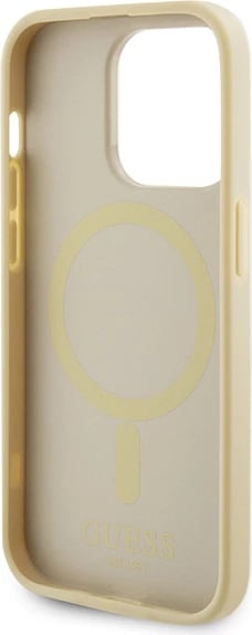 Mbështjellës Guess GUHMP15XPSAHMCB për iPhone 15 Pro Max 6.7", Saffiano MagSafe, ari Mbështjellës Guess GUHMP15XPSAHMCB për iPhone 15 Pro Max 6.7", Saffiano MagSafe, ari