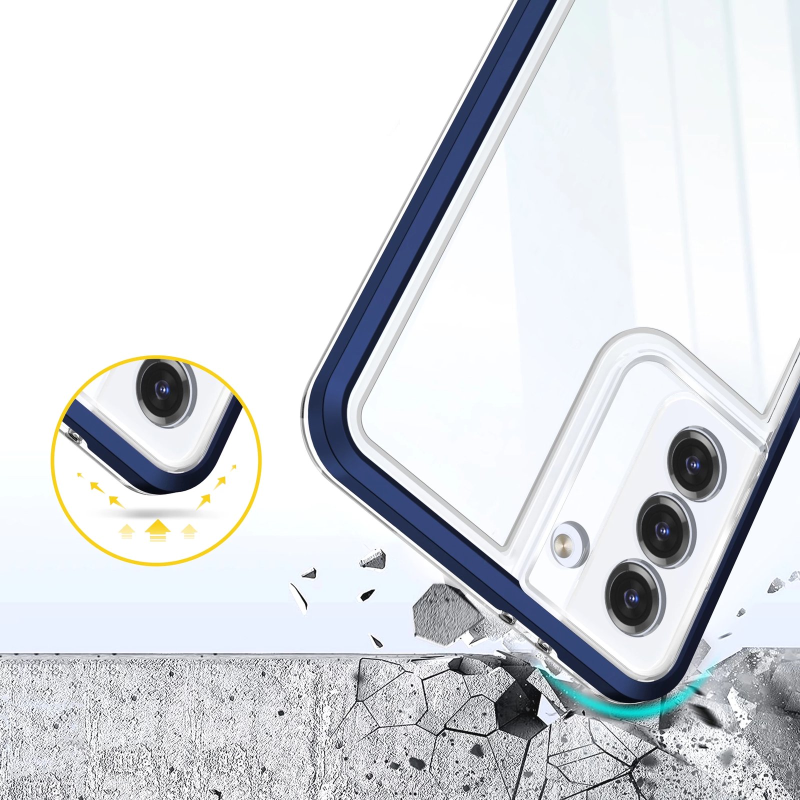 Mbështjellës Hurtel Hybrid Armor Clear 3in1 për Samsung Galaxy S22+, Kaltër/Transparent